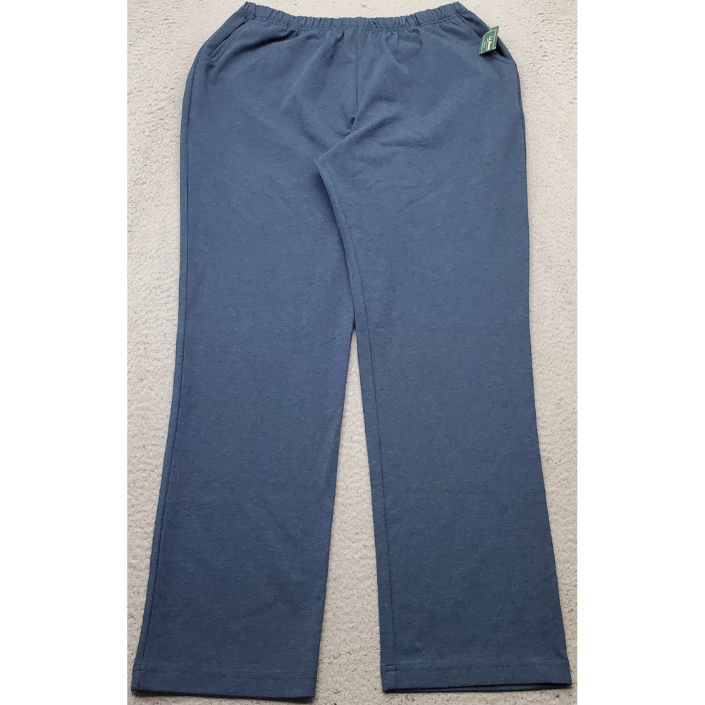 L.L. Bean Lounge Pants Womens L Blue Straight Leg Elastic Waist Pull On 252077